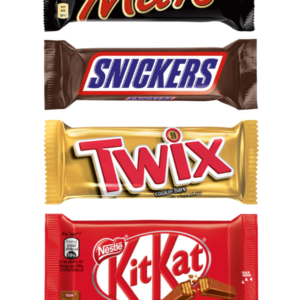 Popular Chocolate Bars Variety Bag x 48 (Mars x 12, Snickers x 12, Kitkat x 12, Twix x 12)
